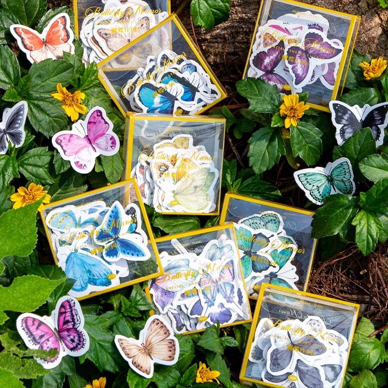 

Yoofun 40pcs/pack Sticker Packs Butterfly Garden Scrapbooking Journal Creative Stickers Mobile Phone Labtop Diary Album Cup DIY