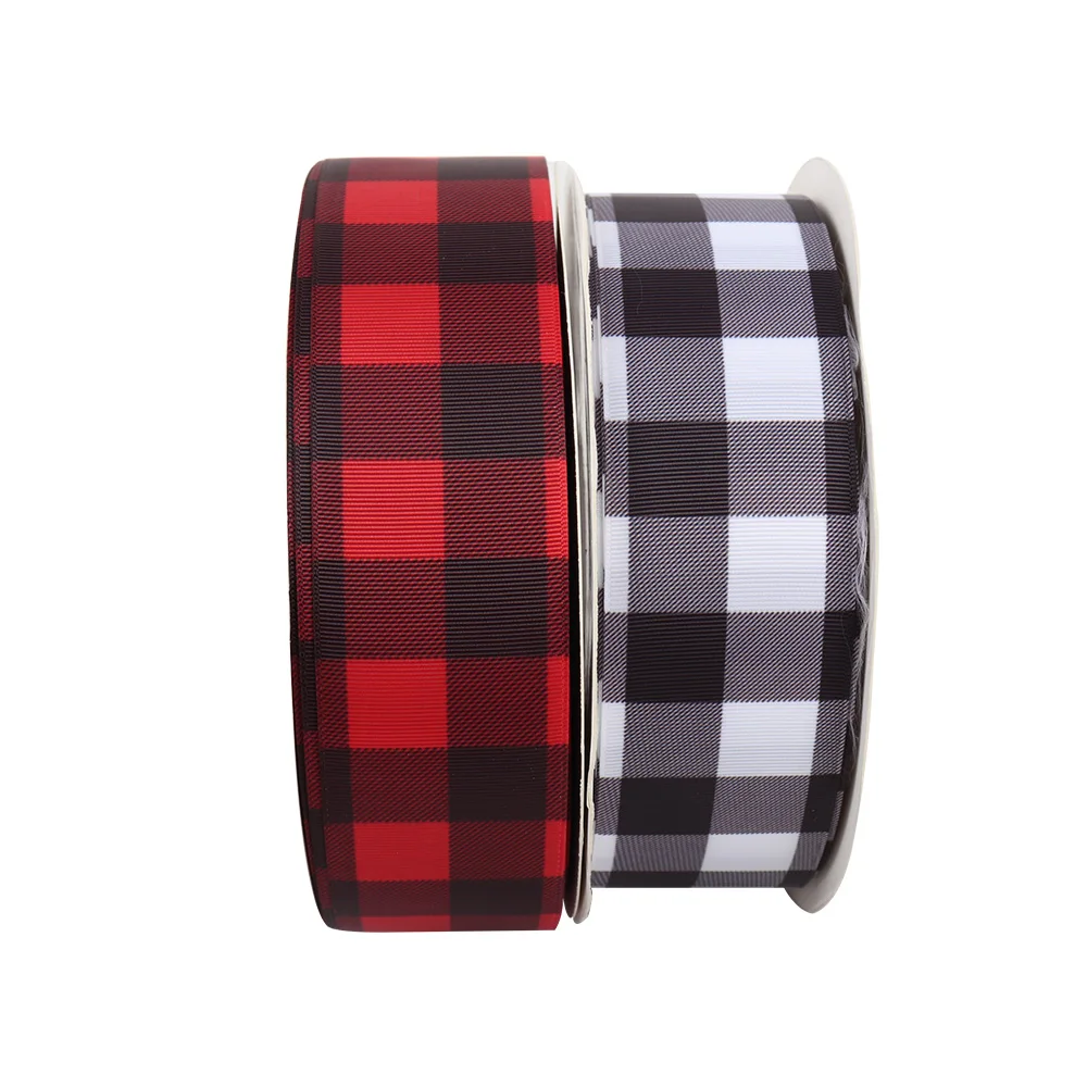 AHB 2 дюйма 2y Grosgrain лента для рукоделия черная белая красная решетка с принтом банты