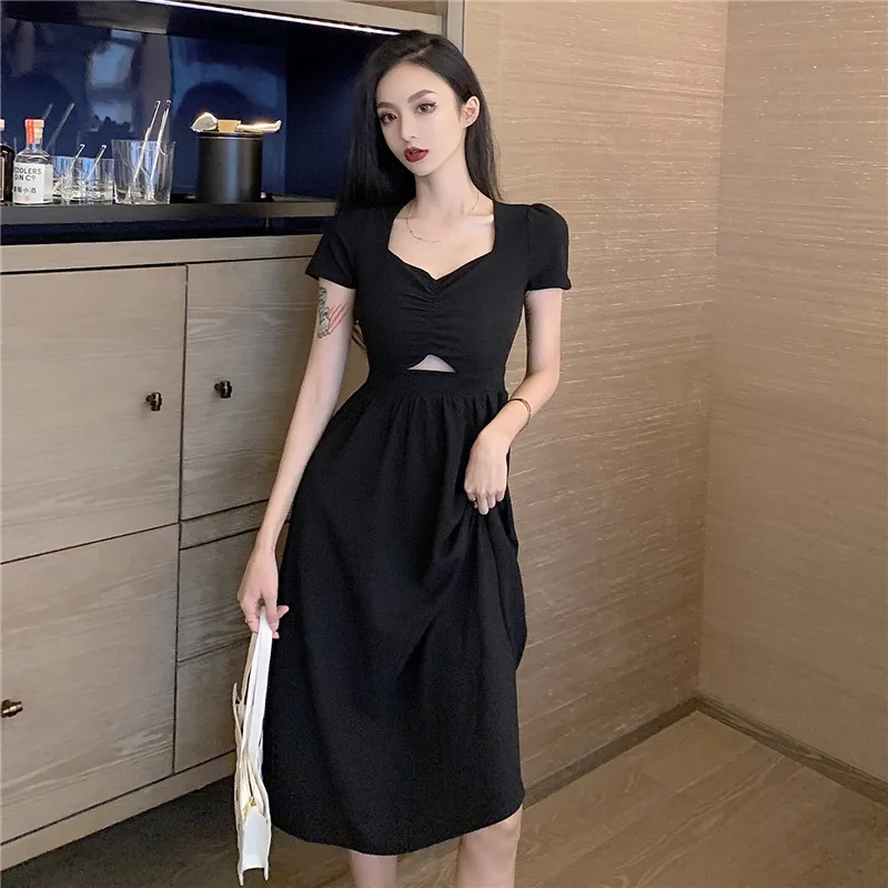 Новинка 2021 летнее модное повседневное соблазнительное черное ажурное платье с