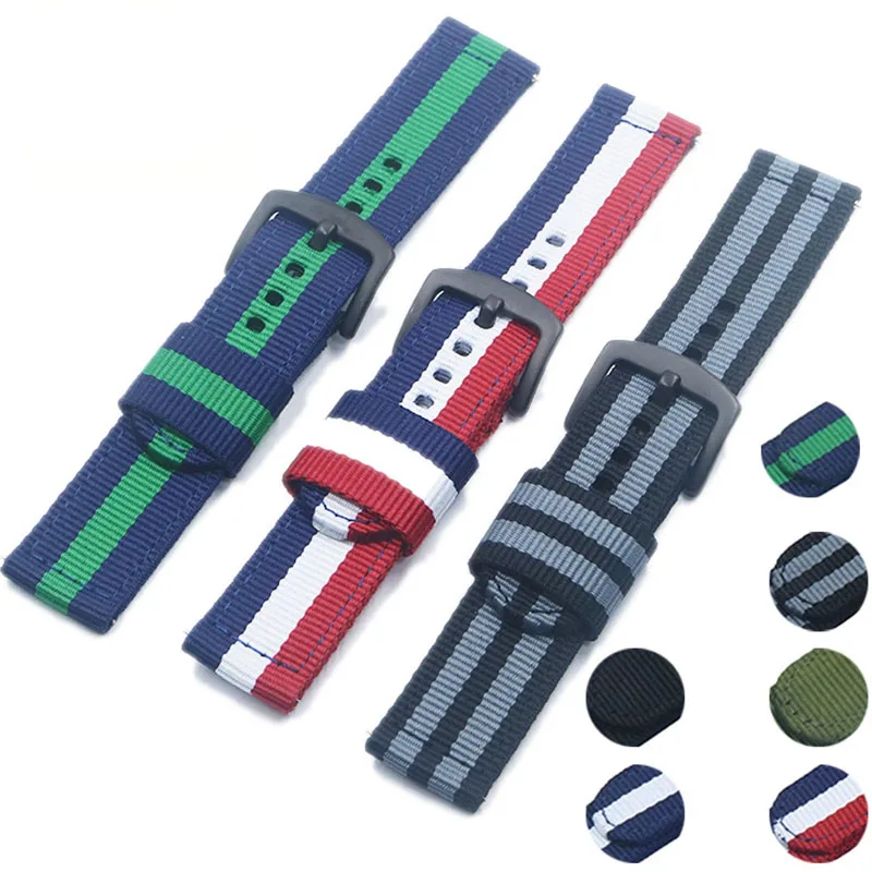 

Strap For Nylon Band for 20mm 22mm Wrist Trichromatic stitching Samsung Galaxy watch 3 46mm band gear s3 Frontier Classic Nylon