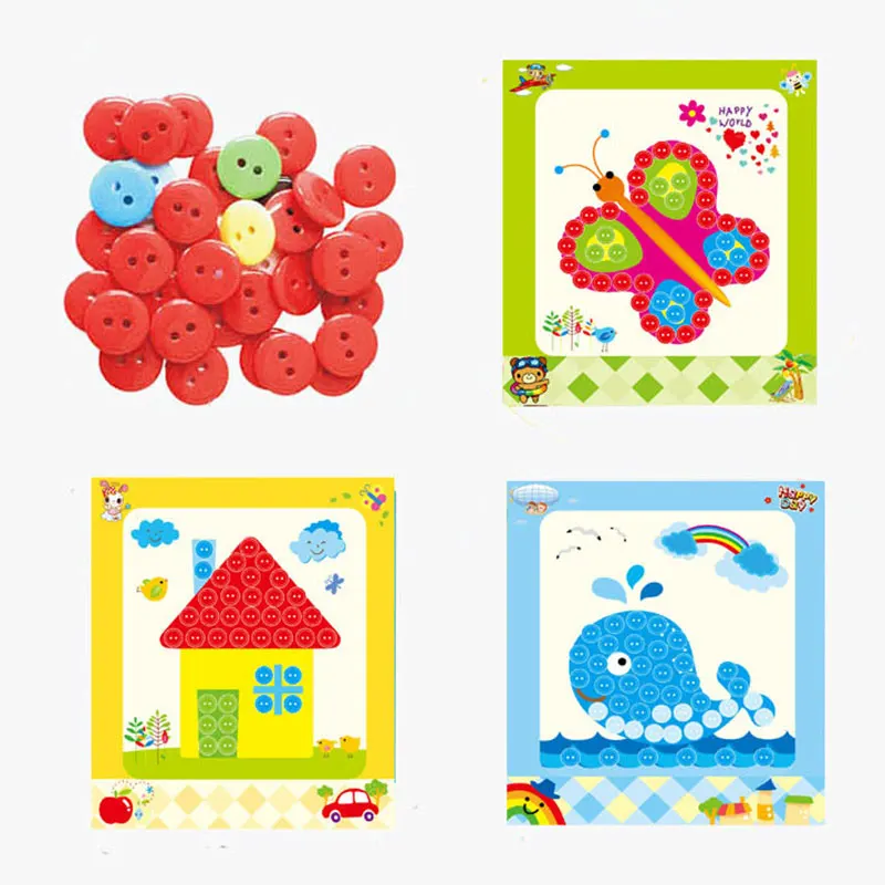 

Kids DIY Button Stickers Drawing Toys Funny Game Handmade School Art Class Painting Drawing Craft Kit Children Early Education