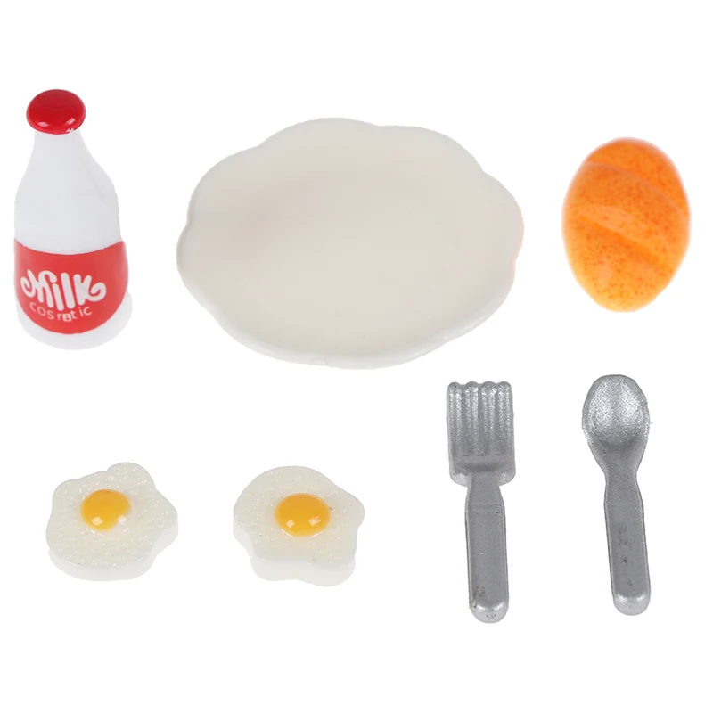 

Colorful 1Set 1/12 Dollhouse Miniature Kitchen Food Eggs Milk Bread for Kids Role Play Game Tableware Cookware