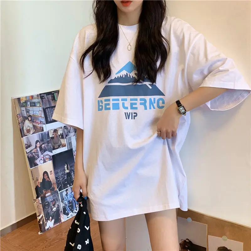 

Женская футболка в стиле Харадзюку y2k, Повседневная Свободная футболка, летняя одежда в стиле хип-хоп, кавайная футболка с коротким рукавом ...