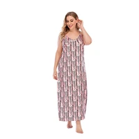 doib women pink print pajamas spaghetti strap nightgowns plus size sleepwear dress oversize gown homewear summer dress