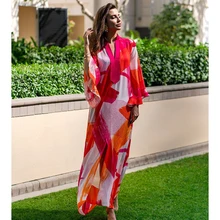 Plus size Chiffon Beach Cover up Maxi Dress 2021 Robe Plage Sarong Vestido Playa Beach wear Bikini Cover up Bathing suit Women