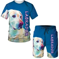 2021 new dog mens 2 piece short sleeve shorts 3dt shirt sports suit mens fitness beach pants outdoor running mens printing