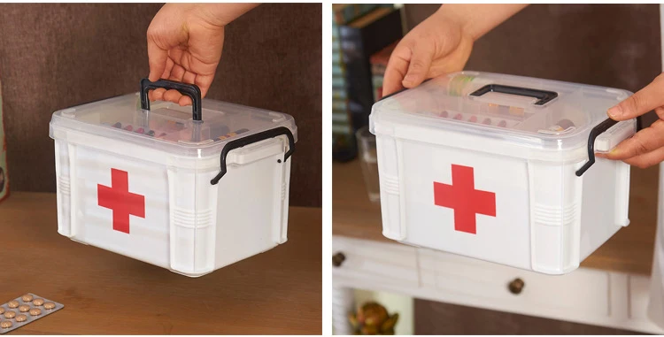 First Aid Kit Medicine Chest Holder Storage Box Multi-layer Emergency Kits Cabinet Security Safety Home Rangement Organizer
