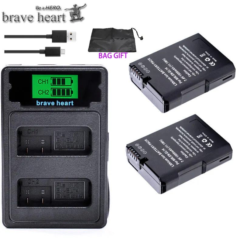 charger and 2battery 3 шт. EN-EL14 EN-EL14a батареи ENEL14 EL14+ ЖК-зарядное устройство для Nikon P7800, P7100, D3400, D5500, D5300, D5200, D3200, D3300, D5100, D3100 - Цвет: charger and 2battery