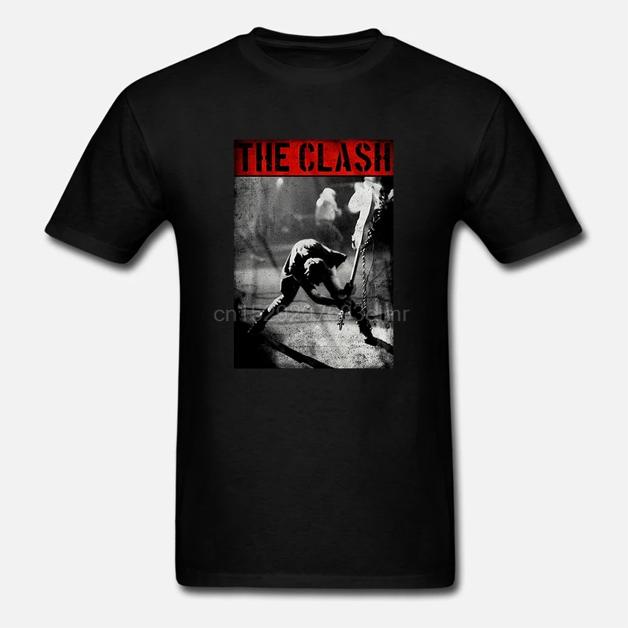 Модная футболка дешевая мужская Мужская Легкая Футболка Clash The Smashing Guitar с