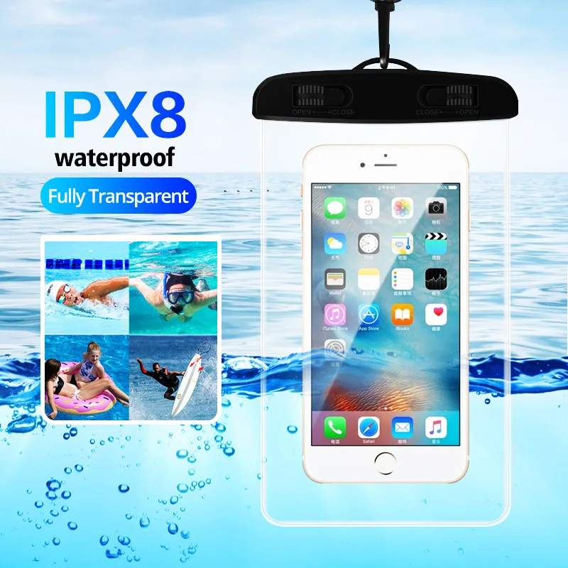 

ANKNDO Waterproof bag for phone beach vacation IPX8 Lanyard Transparent water proof case for money Bank card Storage pouch
