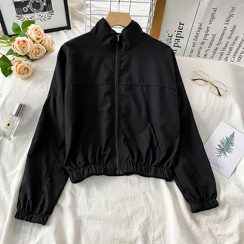 

2021 Spring Autumn Fashion Women Bomber Women Jacket Pocket Zipper Casual Outwear Loose Windbreaker Famale