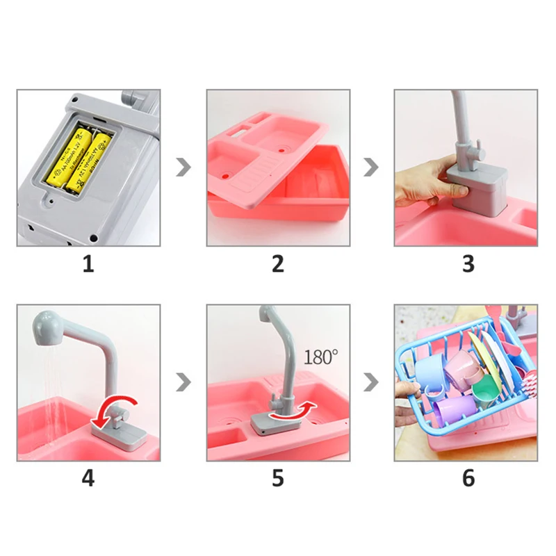 

Funny Kitchen Sink Toy Sink Dishwasher Set Children Baby Play House Toy