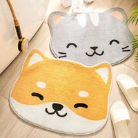 japan style cartoon animal bath mat cute dog cat water absorption anti slip bathroom carpet soft plush flocking rug bedside mats