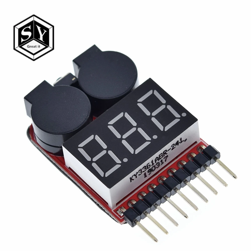 F00872 Lipo тестер напряжения батареи Вольтметр индикатор проверки двойной динамик 1 S-8 S низковольтный звуковой сигнал 2в1 2S 3S 4S 8S