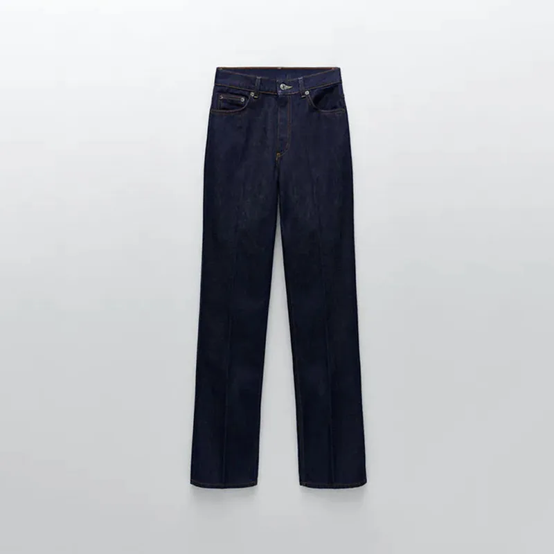 

ZA 2021 Winter new women's fashion elegant casual European and American style straight high waist denim trousers