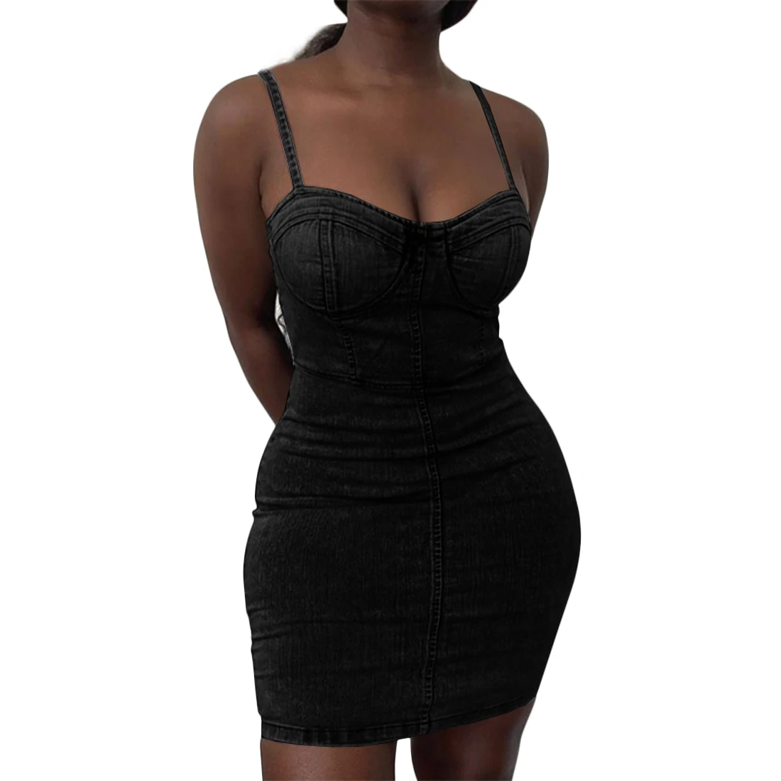 

Littlerassa Sexy Women Dress Streetwear Patchwork Design Sling Sleeveless Backless Solid Summer Bodycon Strapless Mini Dress