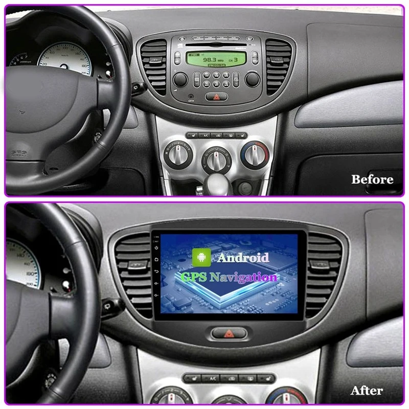 For Hyundai I10 08-12 Android GPS Large Screen Navigation Car Intelligent 9 Multimedia HDMI Video Head Unit | Автомобили и