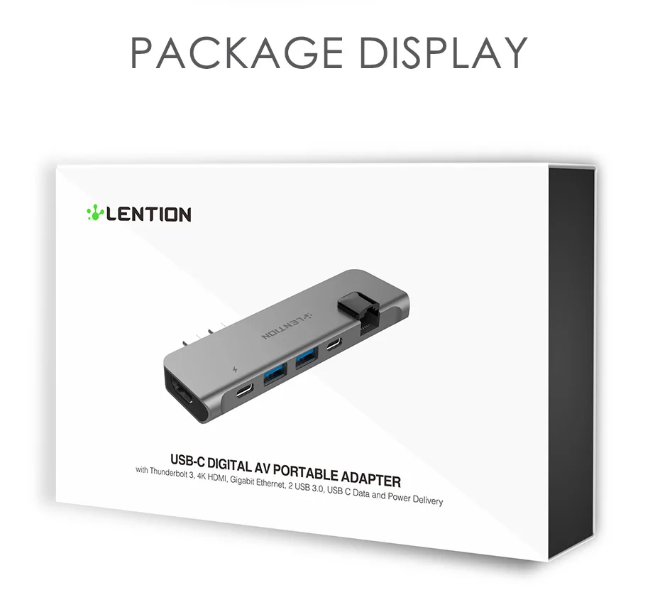 USB C концентратор с 40 Гбит/с Thunderbolt 3100 Вт питания, 4K HDMI, 2 USB 3,0, type C, гигабитный Ethernet адаптер для нового Mac Air