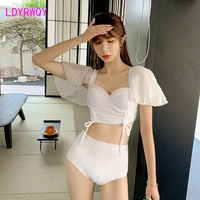 ldyrwqy split swimsuit 2021 new female solid color gathered lace swimsuit hot spring beach bikini