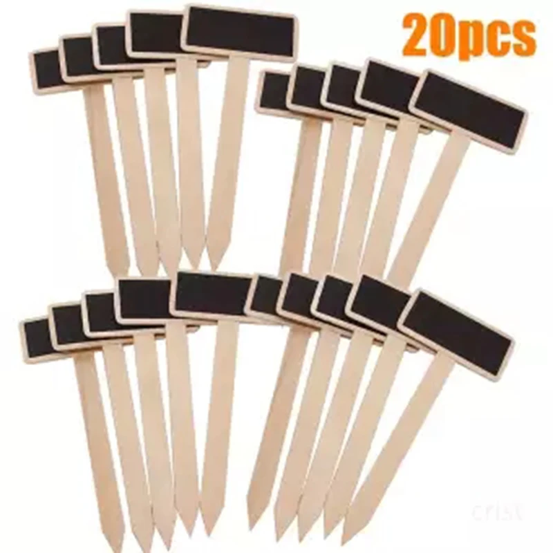 

20Pcs Wooden T Shape Garden Decor Chalkboard Vegetables Plant Flower Pot Labels Tags B99