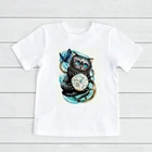 Веселая футболка с изображением Чеширского кота, модная детская футболка для отдыха, Прямая поставка, Детская летняя футболка с рисунком Алисы в стране чудес в стиле Харадзюку