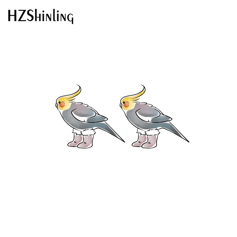 Новинка 2021 серьги-гвоздики в виде кокатила милая птица искусственная эпоксидная