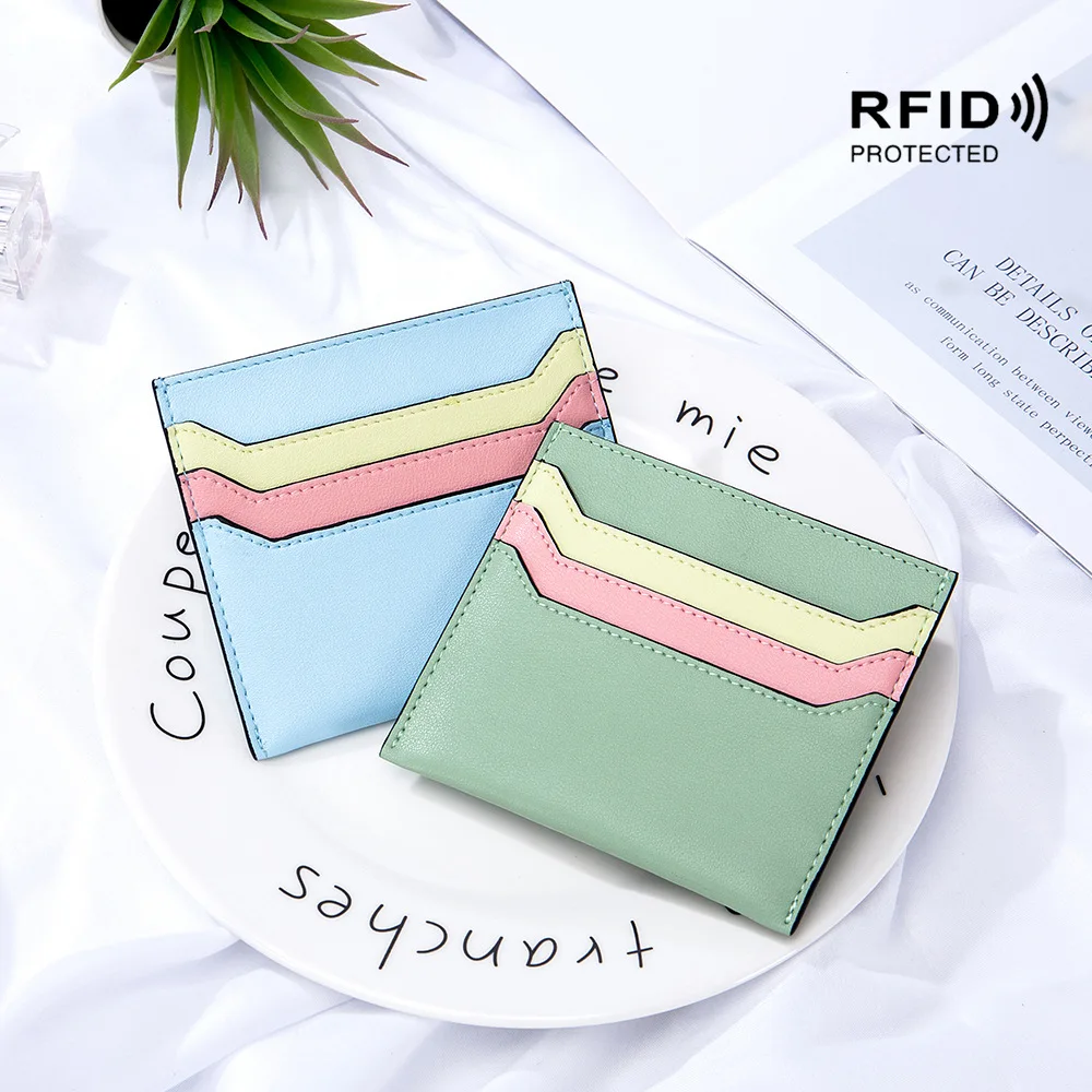 

Ultra-thin Genuine Leather Credit Card Holder Travel Men Small Wallet Rfid Blocking Slim Women Coin Purse Simple Male Money Bag
