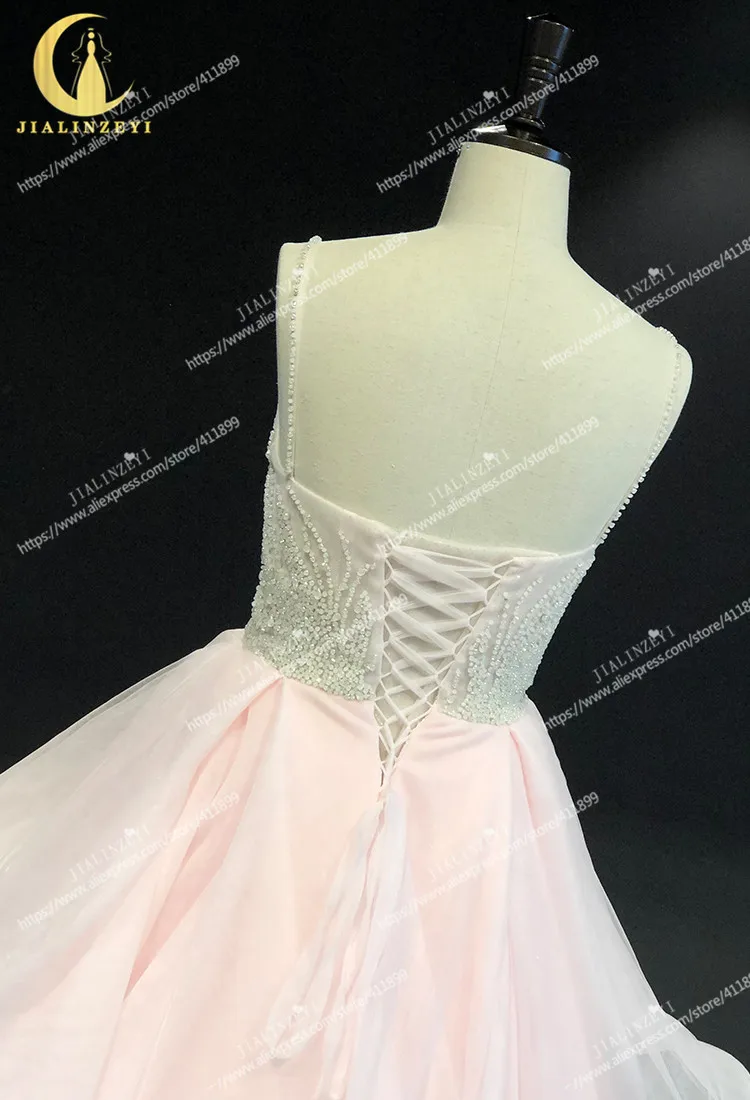 Rhine Real picture Spaghetti straps pink with crystal robe longue abiti da seradress women evening dress long formal dresses