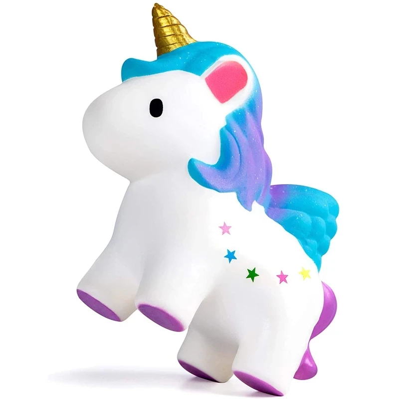 Kawaii Colorful Star Unicorn Squishy Simulation Starry Unicorn Doll Bread Scented Slow Rising Soft Squeeze Stress Relief Kid Toy