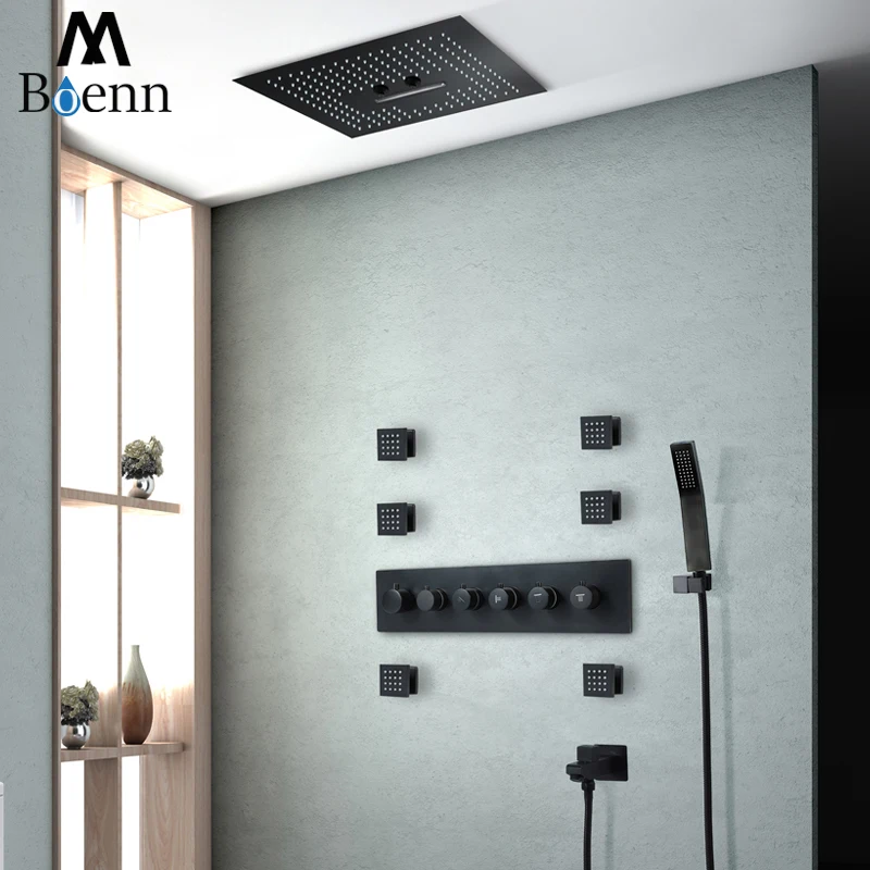 Роскошная дождевая Душевая система M Boenn 16 дюймов потолочный светодиодный