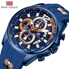 Модные часы MINI FOCUS для мужчин, Роскошные Кварцевые водонепроницаемые спортивные наручные часы от лучшего бренда, мужские часы с синим силиконовым ремешком
