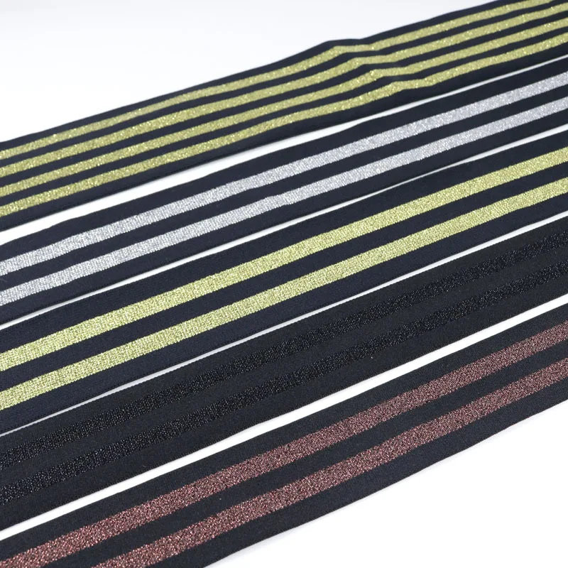 40 мм (1 57 дюйма) золотистые и Серебристые высокоэластичные ленты ткань канатная