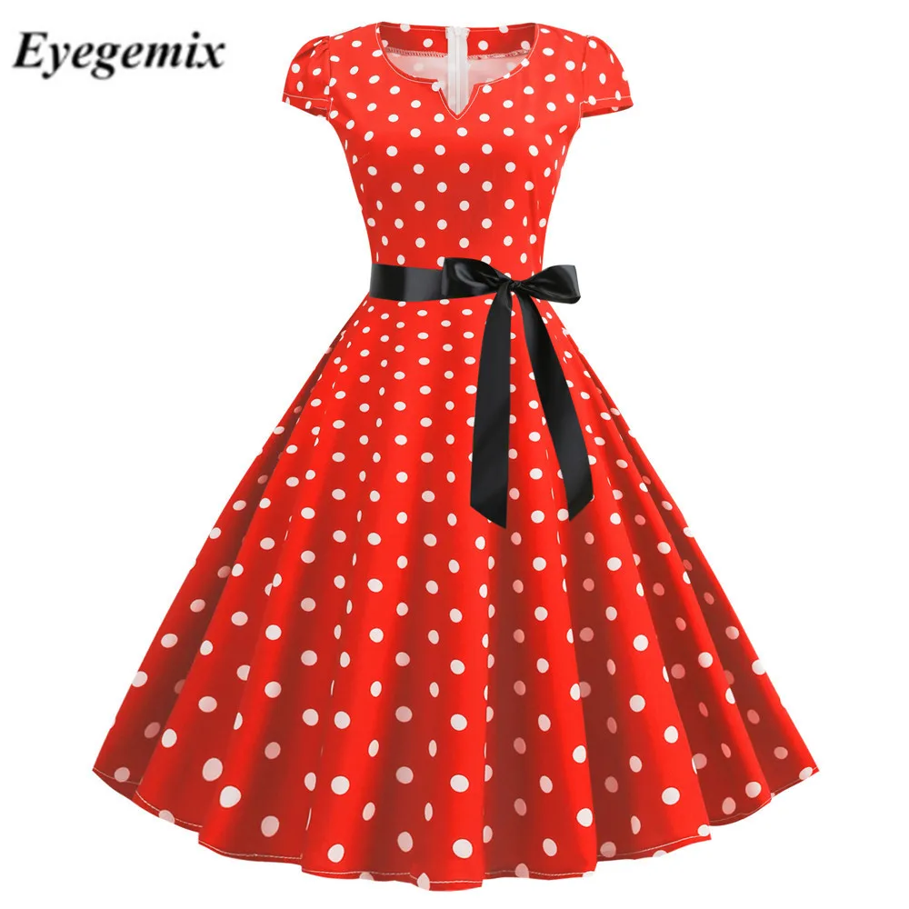 Платье женское винтажное в горошек праздничный Белый сарафан стиле ретро с