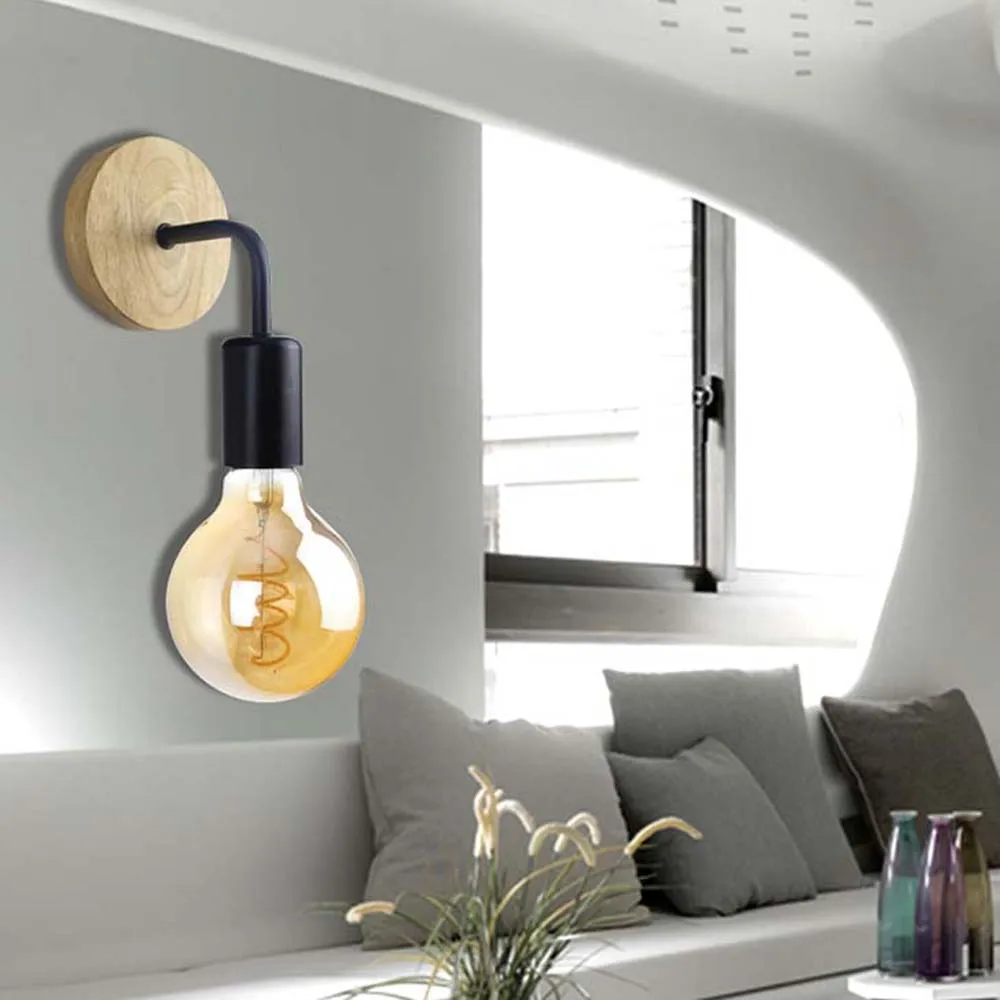 

Wooden Retro Wall Lamp Bedroom Bedside Lamp Restaurant Bedroom Modern Minimalist Lighting Lamp Decorative Lamp Holder