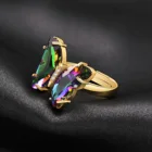 Изящное кольцо-бабочка для женщин, регулируемое кольцо из нержавеющей стали с разноцветным фианитом, ювелирные изделия для дам