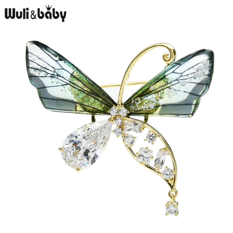 Wuli&ampbaby Czech Rhinestone Transparent Butterfly Brooches For Women Party Office Insect Brooch Pins |