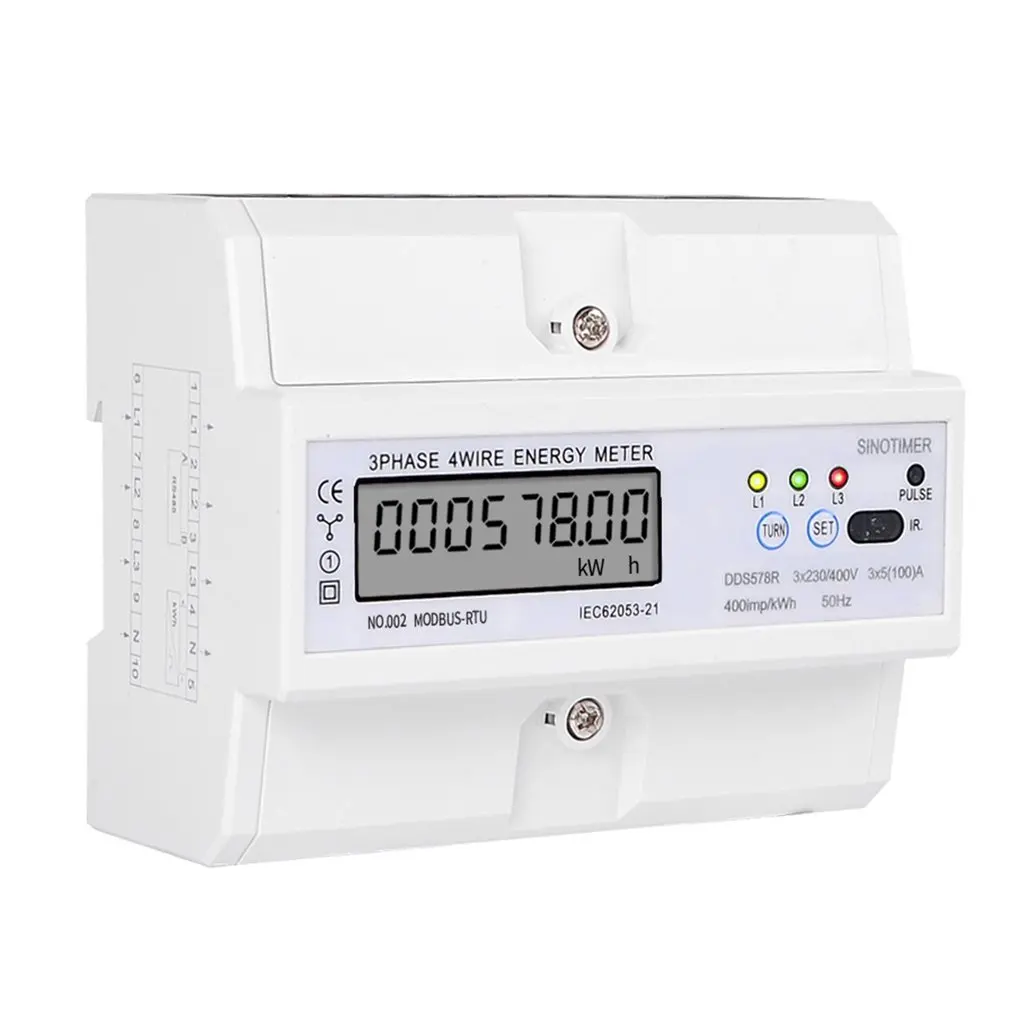 SINOTIMER RS485 Modbus Rtu din-рейка 3 фазы 4 провода ЖК-цифровой ваттметр электронный