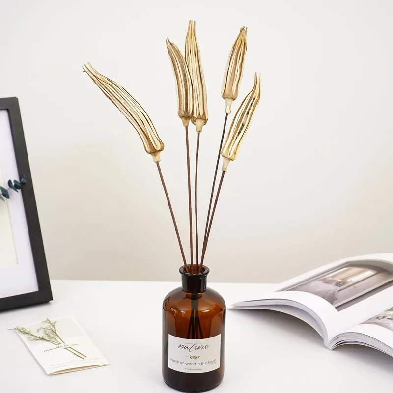 

Dried Eternal Natural Gombo Okra Bouquet Head Material For Wedding Home Party Decoration Accessories DIY Flower Arrangement