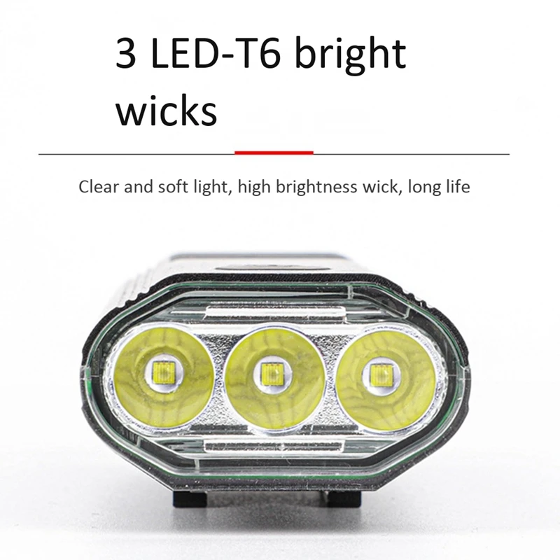 

West Biking Ipx6 Waterproof Bicycle Light USB Rechargeable 1500 Lumen 3 Pcs T6 LED Bike Front Light Flashlight for Bicycle Lamp
