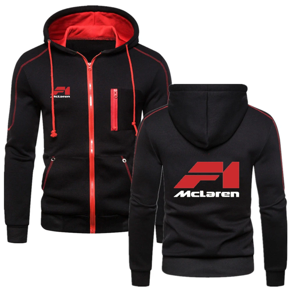 

Unisex McLaren Car Logo High Quality Solid Color England Men Zipper Sweatshirt Muscle Sportswear Coat Wild Hoodie