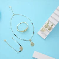 2021 feb wedding gold jewelry set for women crystal beads fashion jewelry set copper high quality jewelry set