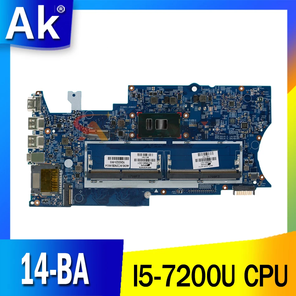 

923690-001 923690-501 923690-601 For HP Pavilion X360 14-BA laptop motherboard 16872-1 448.0BZ04.0011 i5-7200U 100% working