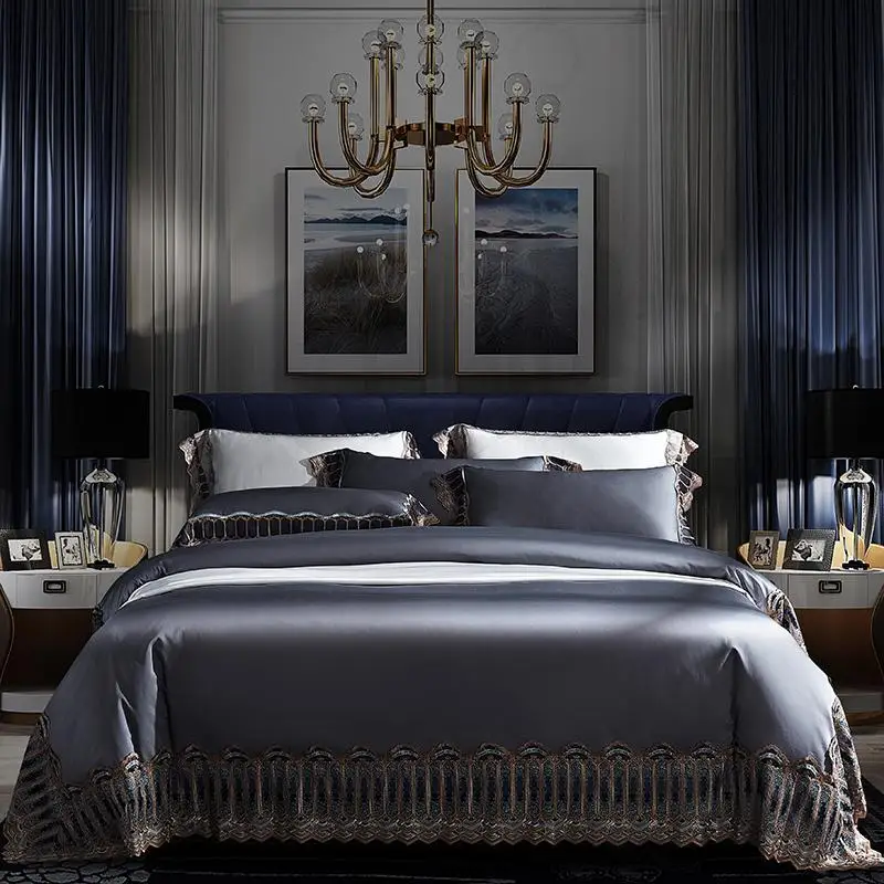 

Luxury Lace Duvet Cover Set Soft Breathable 1000TC Egyptian Cotton 4Pcs Queen King size Bedding set Comforter Protector Cover