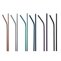 reusable drinking straw 1810 stainless steel straw set colorful metal straw drink pouches with cleaner brush bar party tool