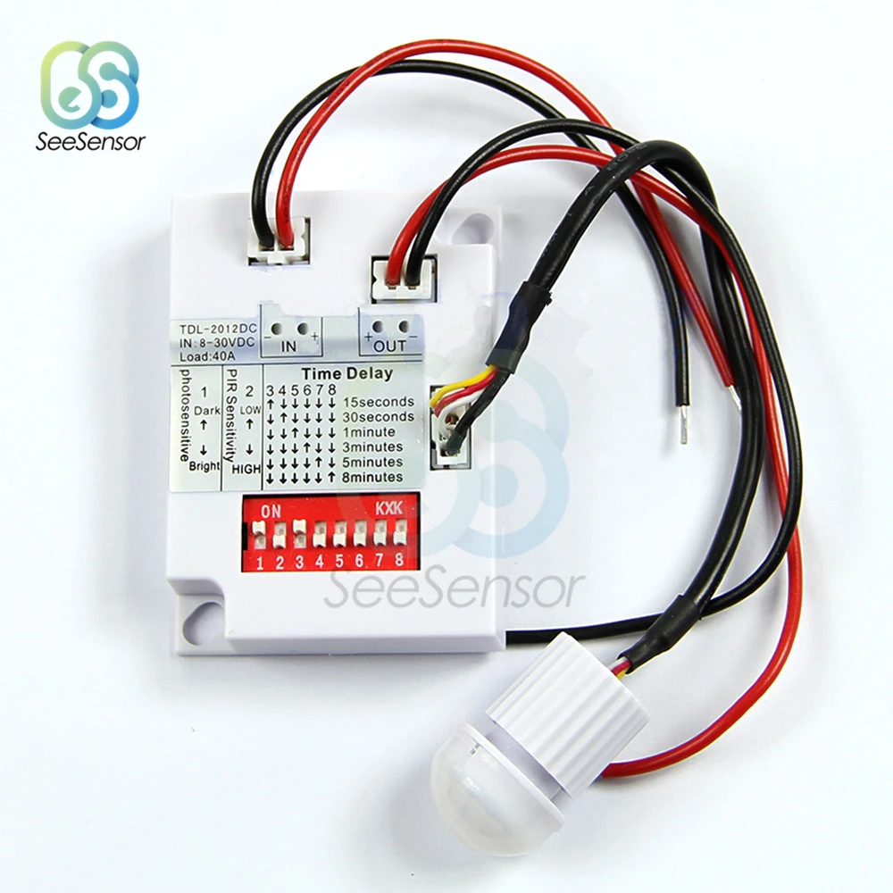 

12V 24V 8-30VDC PIR Motion Sensor Switch IR Infrared Human Body Induction Sensor Detector Switch for LED Light Corridor Aisle