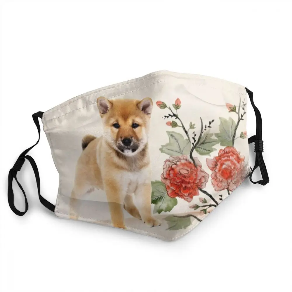 

Японская Маска для лица Akita, не одноразовая маска для лица с изображением собак и цветов, пылезащитный респиратор для мужчин и женщин, домашн...