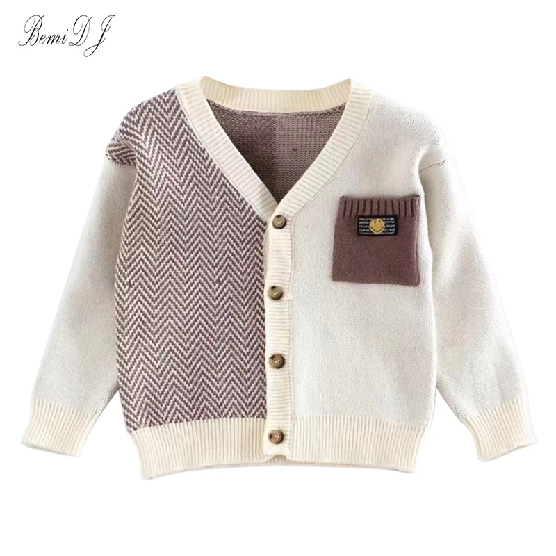 

Spring Autumn Children Patchwork Clothes Casual Baby Long Sleeve Open Stitch Toddler Boy Sweaters Girls Knitted Coats for 2-6yrs