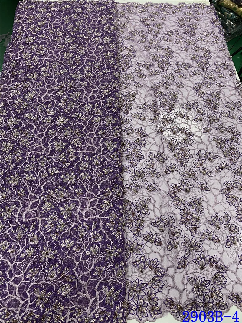 

NIAI Embroidery Lace Fabric Green Color French Nigerian Lace Fabrics Handmade Beaded Lace Fabric For Wedding Dress XY2903B-5