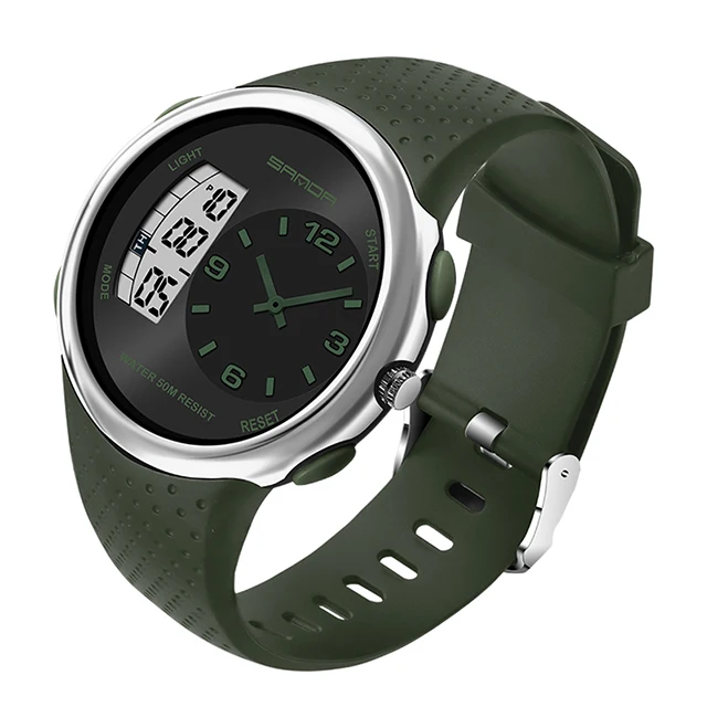 Army Green SANDA спортивные мужские часы лучший бренд класса люкс военные цифровые кварцевые часы водонепроницаемые мужские часы relogio masculino 763 - Цвет: Army Green