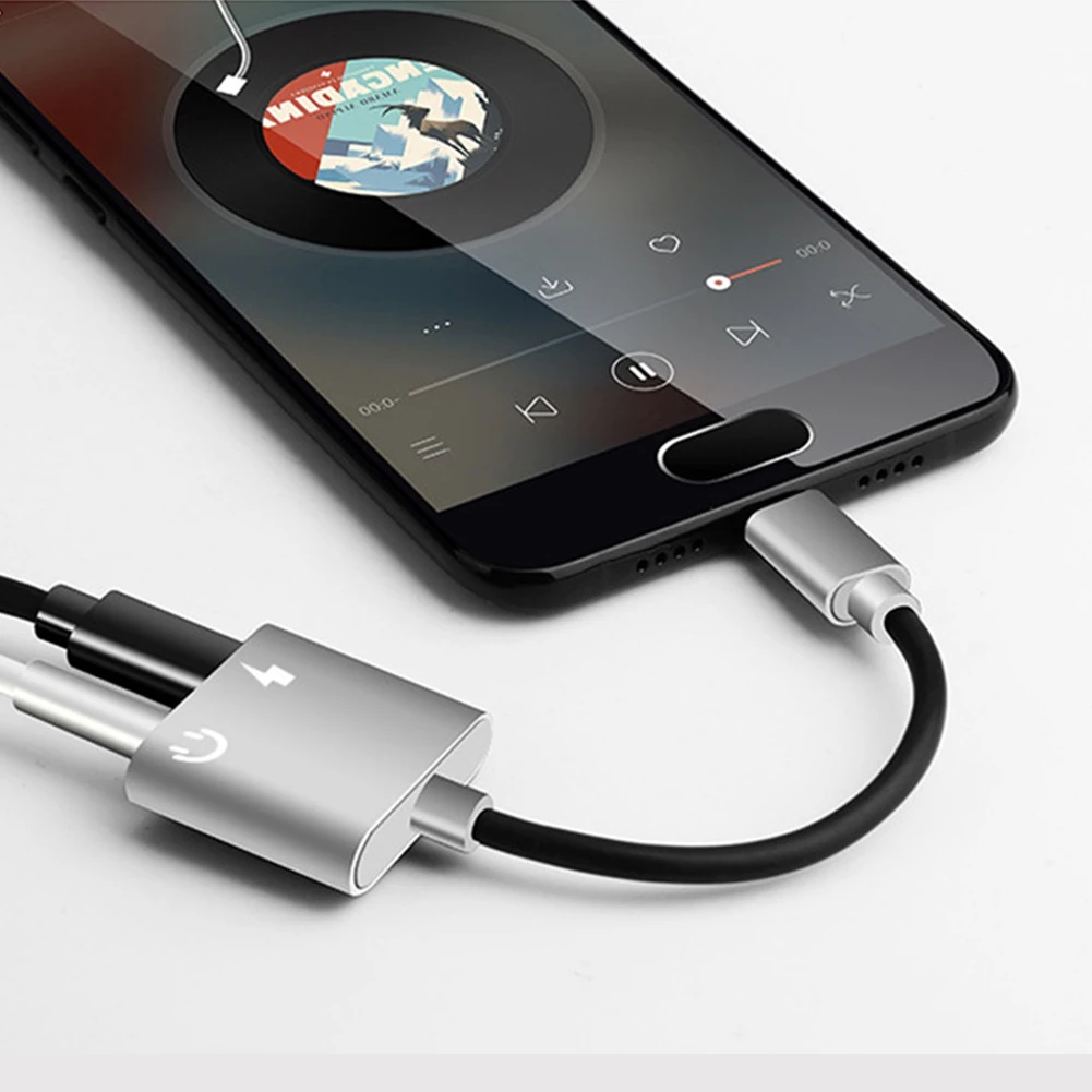 2 в 1 адаптер для телефона USB Type-C Тип-с Lightning к 3,5 мм женскому интерфейсу OTG кабель для быстрой зарядки Samsung.